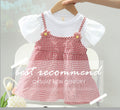 Girls' summer korean style cute floral round neck short sleeve dress  new girls' casual plaid skirt