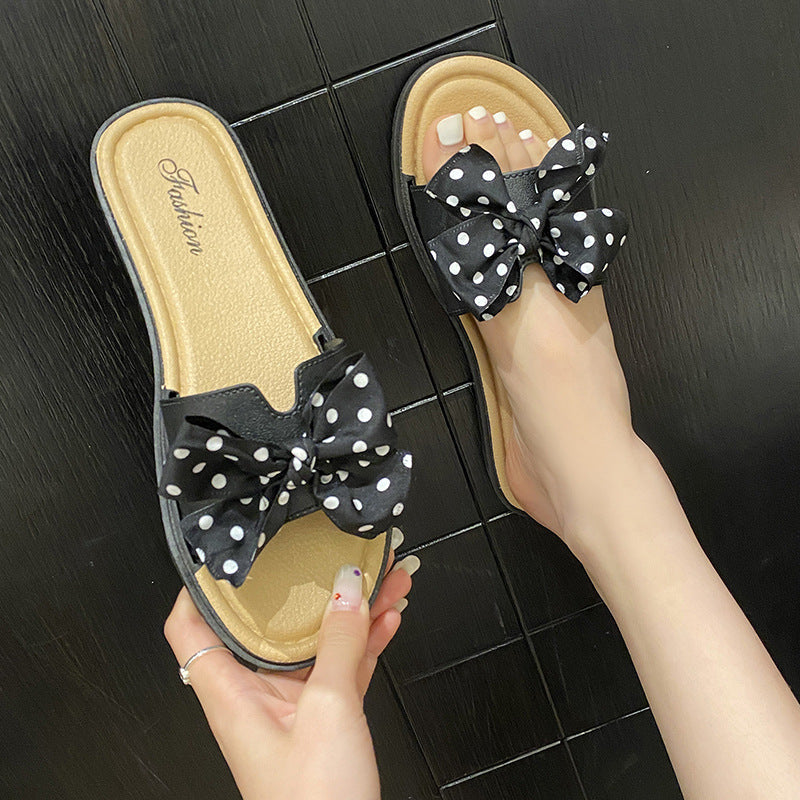 Influencer-approved bowknot sandals: women's summer outdoor fashion, versatile flat, non-slip thong sandals & beach shoes