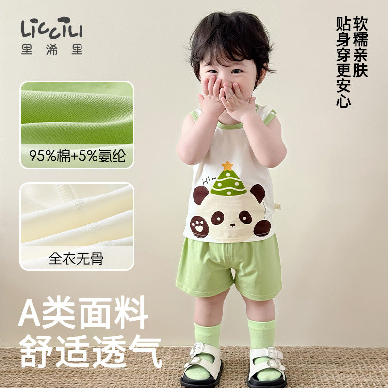 Baby vest suit summer sleeveless sports cotton vest summer thin baby clothes kids