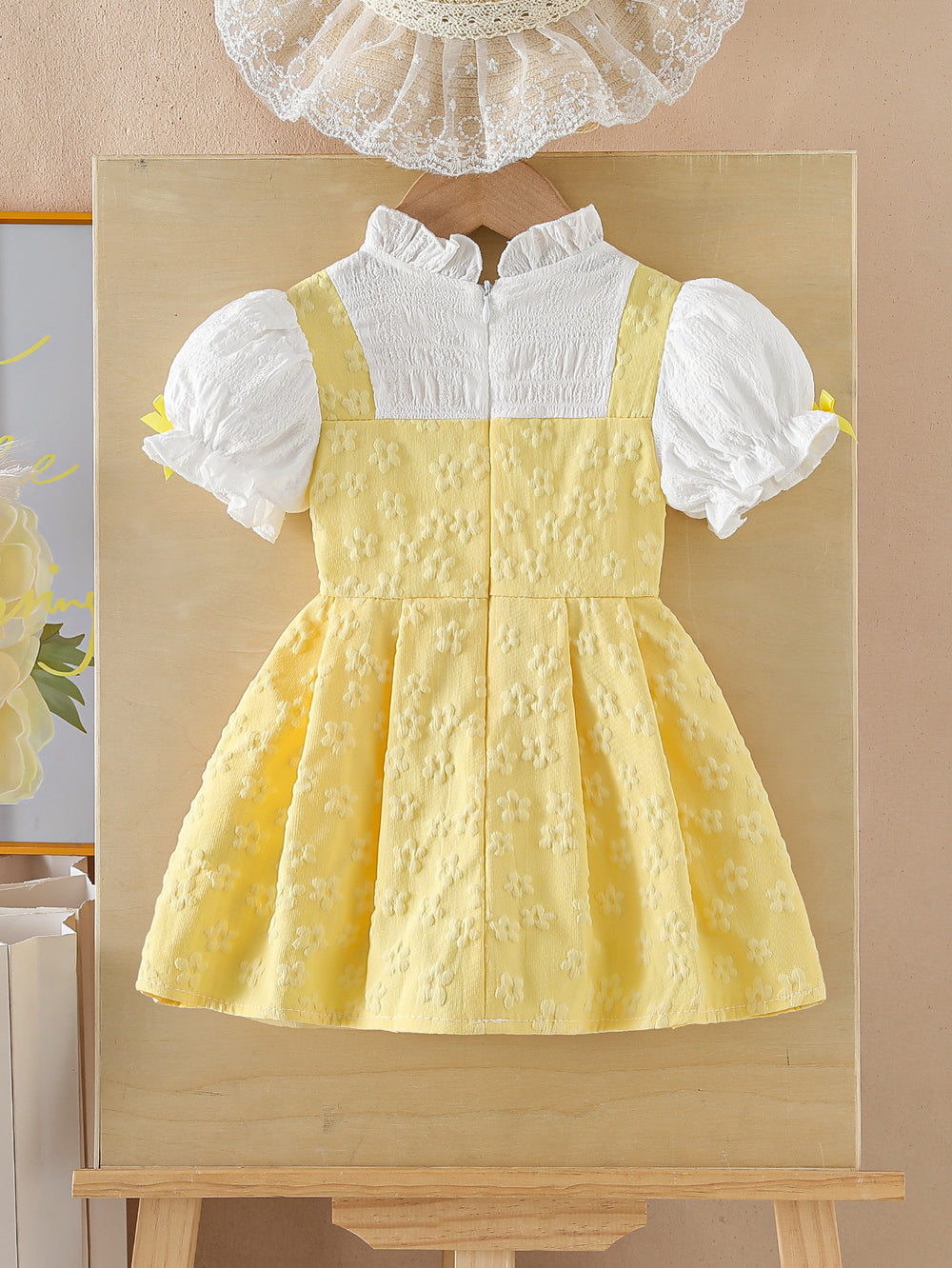 cross-border hot-selling lace bow preppy chic baby girl faux two-piece chanel-inspired princess dress