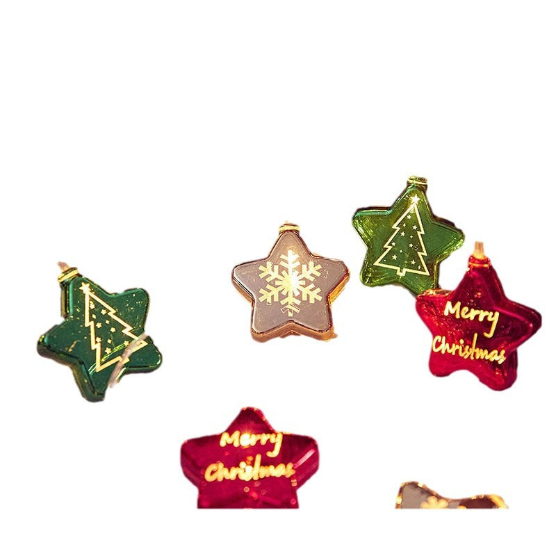 Christmas electroplating Tianluo ball light string, holiday arrangement, round ball five-pointed star flashing light, indoor Christmas tree pendant light string