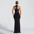 new women's elegant ruched ribbon maxi dress, foreign trade fashion halter neck sexy bodycon dress