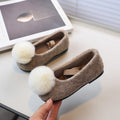 Vancahao girlfall and winterfleece-lined lambswool outwear cotton shoes new arrival fur ball slip-on cute fur shoes