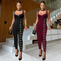 C7490 cross-border   fashion women's sexy strapless bodycon jumpsuit with eyelet detail - new