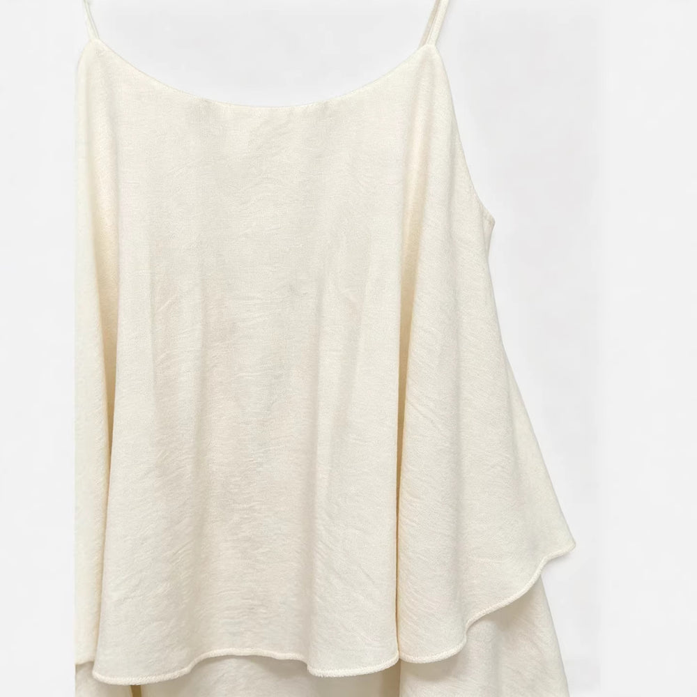 summer new arrivals: european and american style women's v-neck double-layer ruffle camisole - slimming inner layer top