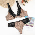 fashionnew arrivalsexy leopard printplus sizeintimates women's ultra-thin laceprinting push-up breathable bra suit