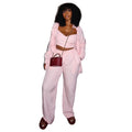 European and american style women's  autumn new collection: striped turn-down collar long-sleeve shirt, sweet vest, and high-waisted straight-leg pants three-piece set