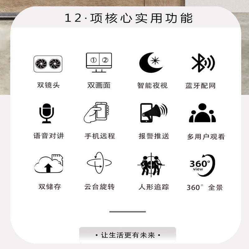 Binocular wireless camera dual lens night vision indoor shop home care artifact super look at ICSEE