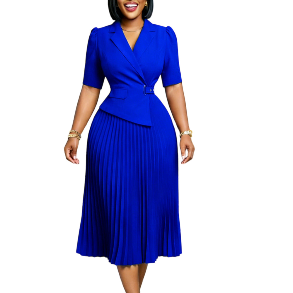D3364  fashion cross-border  summer elegant fashionable elegant half sleeve suit collar african dress