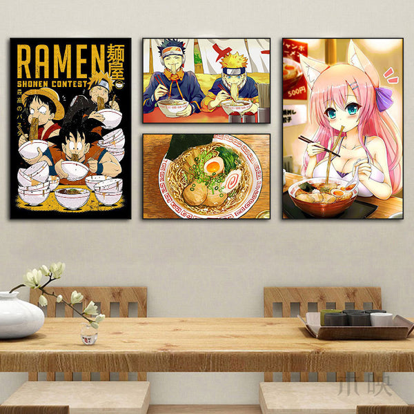 Japanese Ramen Shop Decoration Painting Izakaya Japanese Restaurant Restaurant Hanging Painting Cartoon Anime Hokage Dragon Ball Mural