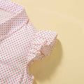 Kids' summer polka dot collar top & baby suspender pleated skirt chic two-piece set