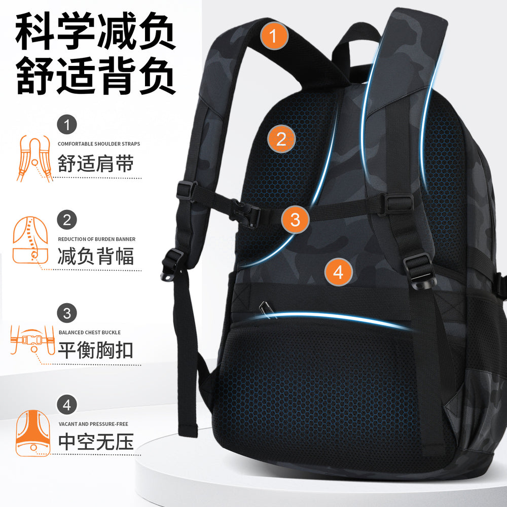 2026 new elementary and middle school boys' lightweight ergonomic backpack, high school girls' large capacity backpack