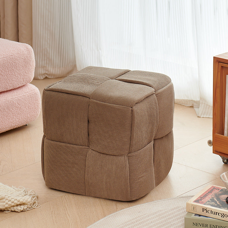 Custom sofa ottoman bedroom leisure low stool living room footrest beige stool corduroy cable knit stool american style