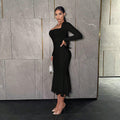 Independent station cross-border fashion women's clothing queen style square neck dress spring and summer new arrivalhigh waist hip-covering design long skirt