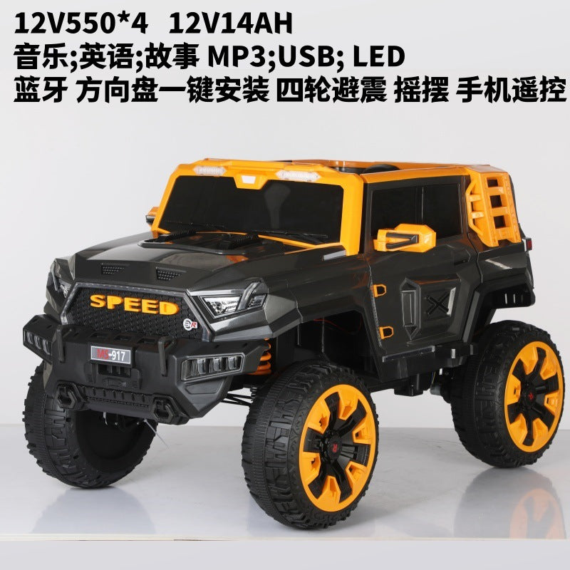 New children's electric car off-road four-wheel seating double seat children's pickup remote control toy car off-road vehicle