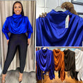 Special offer supply export women's woven topsfashionloose high collar long sleevesslimming lookshorttopsfashion popular