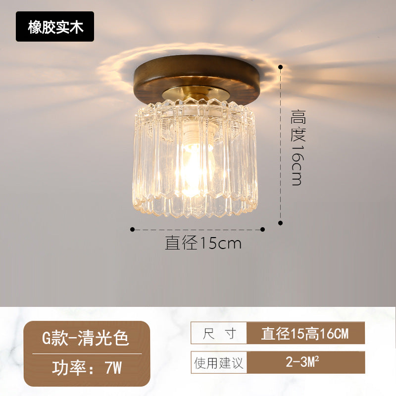 Walnut color new Chinese ceiling light corridor entrance balcony entry light personalized solid wood cloakroom Chinese lighting