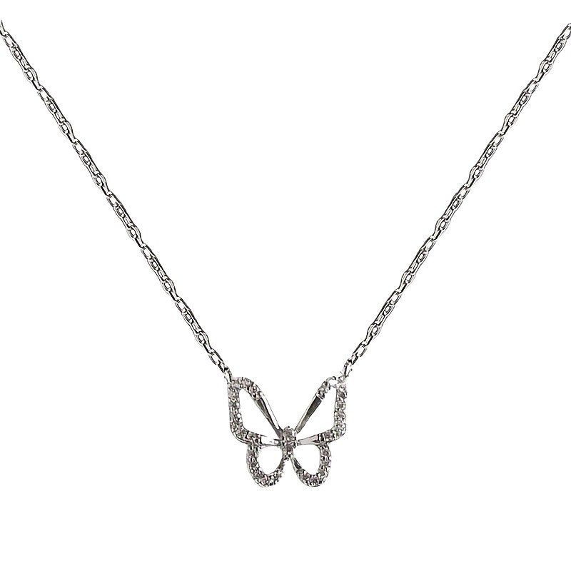 Diamond butterfly sweater chain wholesale european and american cross-border jewelry women's fashion alloy pendant nicheeasiest for matchaccessible luxury necklace