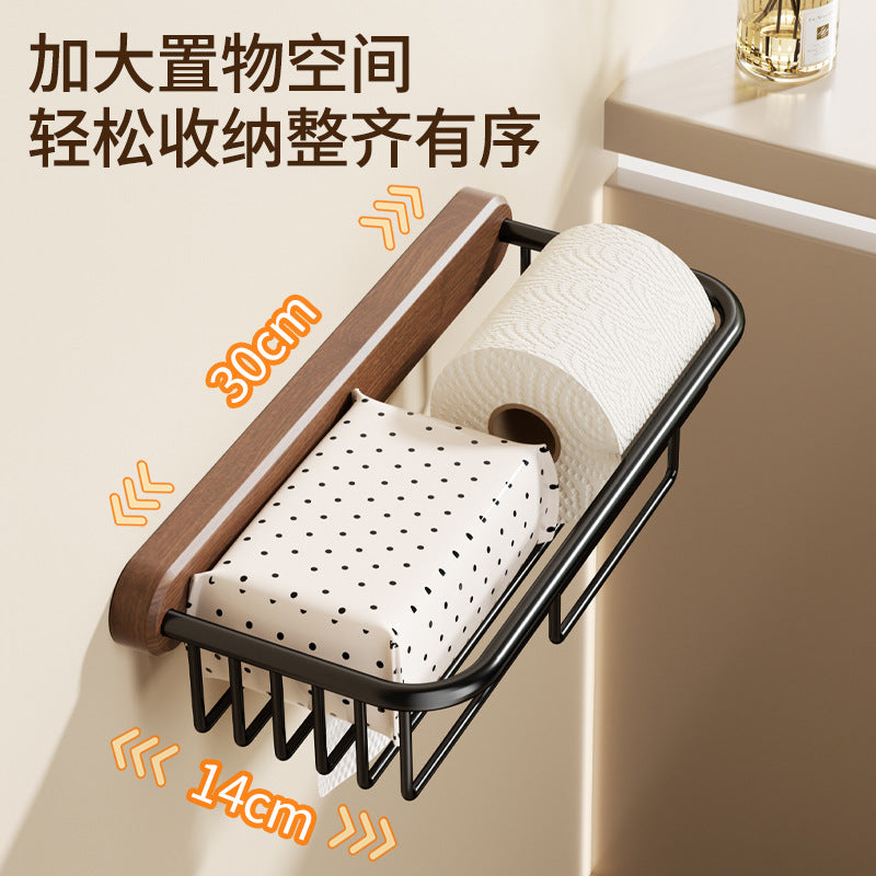 Walnut toilet toilet paper box non-punching bathroom toilet tissue box paper rack storage toilet paper rack