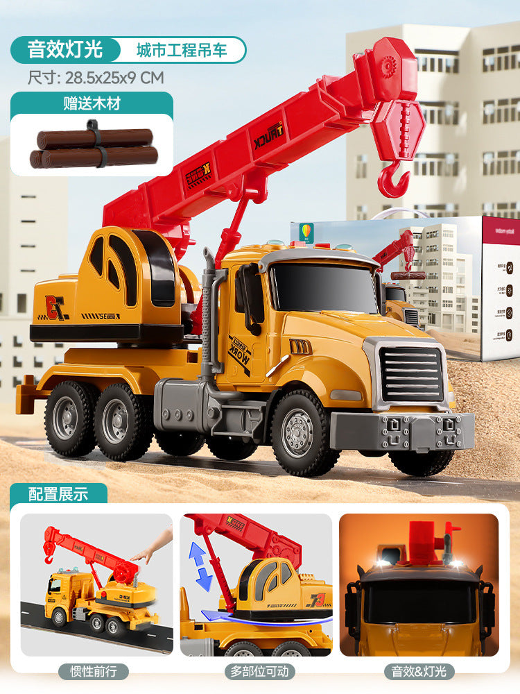 Kids' large fire truck ladder cargo rescue truck tractor truck construction crane tow truck toy for boys, ages 3-6
