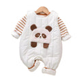 Newborn baby clothes autumn winter casual cartoon cotton-padded romper, super cute fleece-lined cotton two-piece set for baby boys