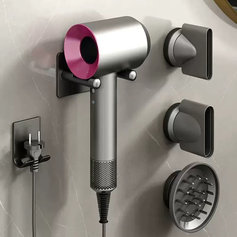 Hair dryer holder - no drilling required, bathroom hair dryer rack, wall-mounted hair dryer stand, bathroom organizer