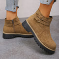 cross-border round toe side zipper martin boots ankle boots chunky heel new autumn/winter plus size women's ankle boots