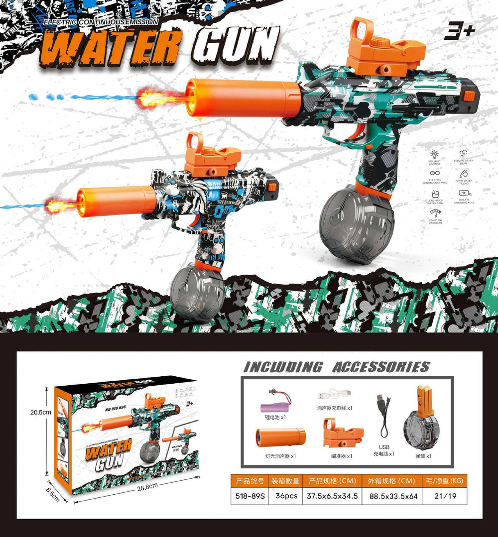 hot-selling uzi kids electric water gun toy large capacity reloading continuous water spray water fight toy wholesale
