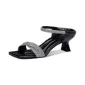Square toe high heel slippers women's 2026 summer new fashion outwear rhinestone thick heel with skirt fairy sandals