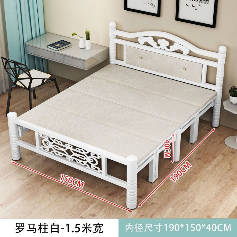 Folding bedfor homedouble iron frame bed with mattress rental house simple bed hard bed office lunch break bed single