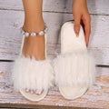 plus size fur slippers women's indoor and outdoor fashion 2024fall and winternew arrivalheattech open toe one-piece cotton slippers for women