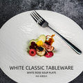 European-style embossed pure white tableware ceramic folded edge bowl large capacity ceramic salad fruit table stylish creative noodle bowl