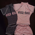 New arrival: women's polka dot print activewear set - ins style sporty casual short sleeve zip-up top and shorts outfit