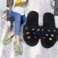 Exportplus size fur slippers 24 years fashion rhinestone women's slippers independent station fur slippers in stock wholesale