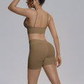 seamless pure color beautiful back tight breathable short high elastic yoga suit sports running fitness yoga suit