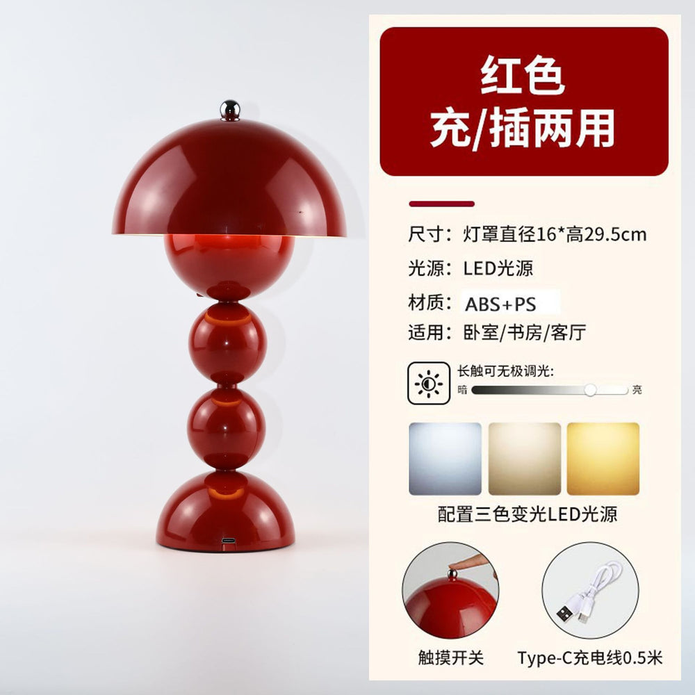 Danish mushroom bud table lamp - vintage, instagrammable bedside night light for girls - led bed lamp