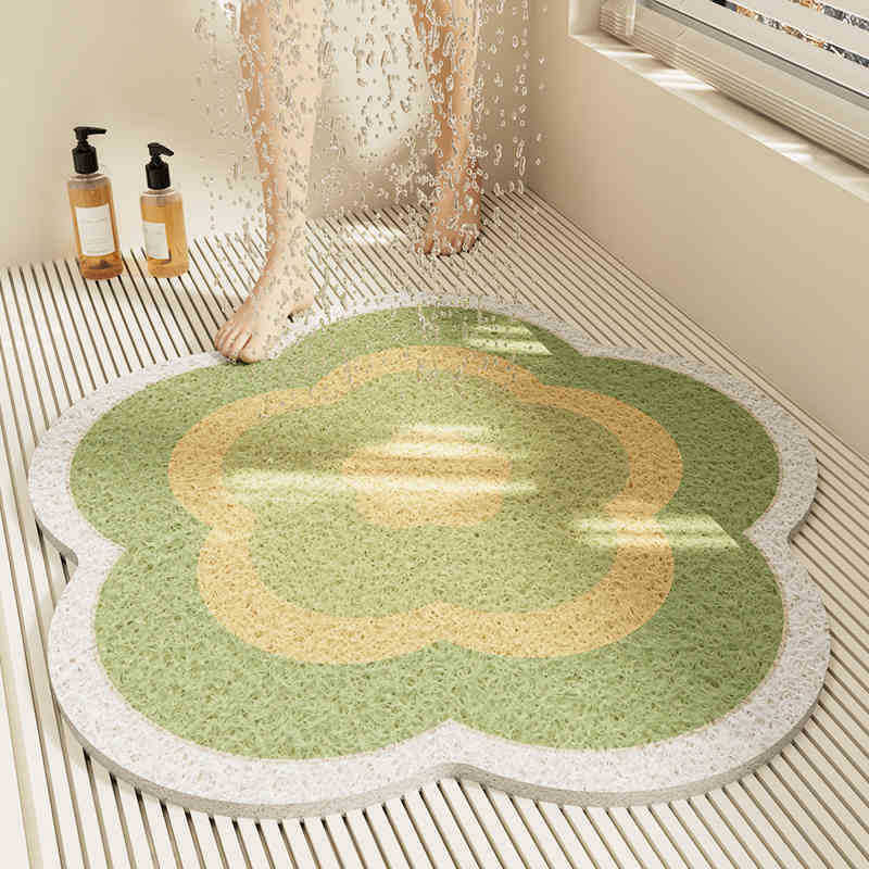 Special-shaped flower bathroom non-slip floor mat cut out wire loop shower room anti-fall foot mat bathroom bathtub drain foot mat