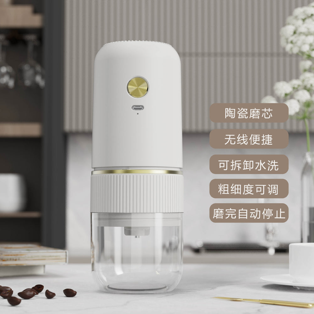 Electric coffee grinder for espresso and pour-over, adjustable grind size, rechargeable, compact mini bean grinder for home use