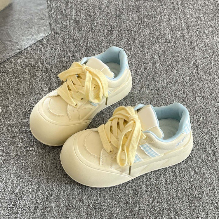 Autumcasual sneakers for women 2026new arrivalthick solewhite shoes with skirt thin canvas shoes niche style bread shoes