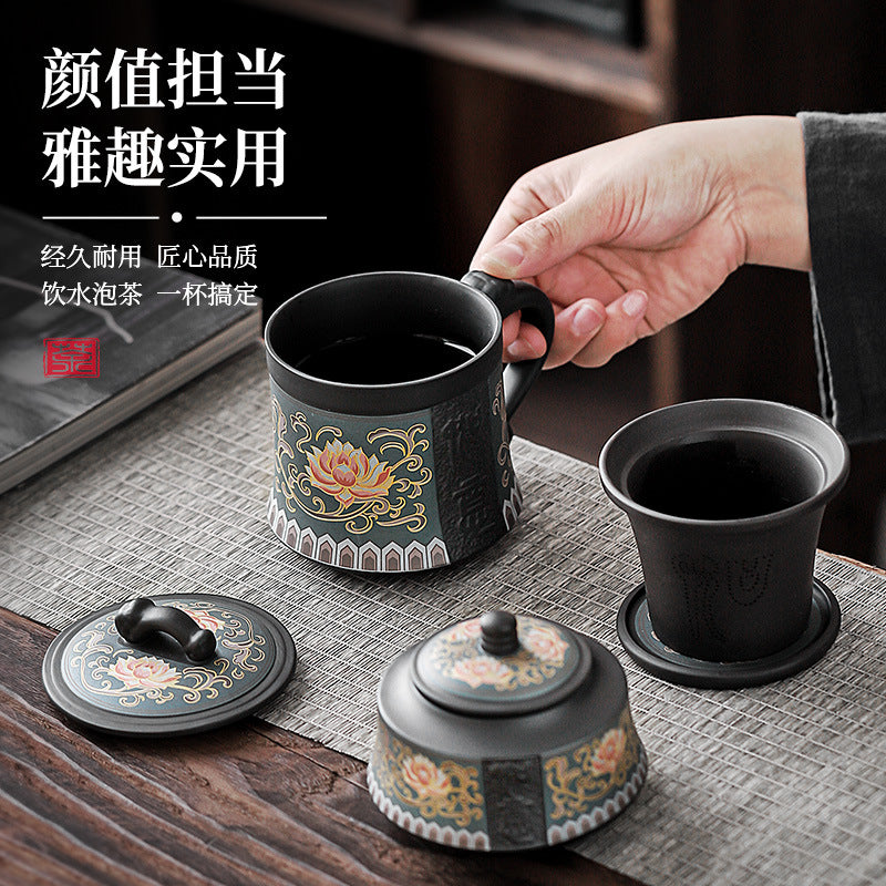 High-end zisha tea set - premium business gift, kung fu tea ceremony gift box, complete teapot and teacup set, light luxury style