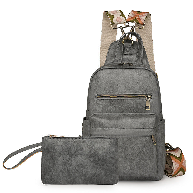 Cross-border small backpack backpack women's new bag pu women's bag, set lightweight backpack backpack commuting