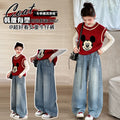 Girls' jeans, wide-leg pants, and straight-leg trousers for older girls - spring/autumn  new styles - hot rhinestone trendy designs for middle school girls