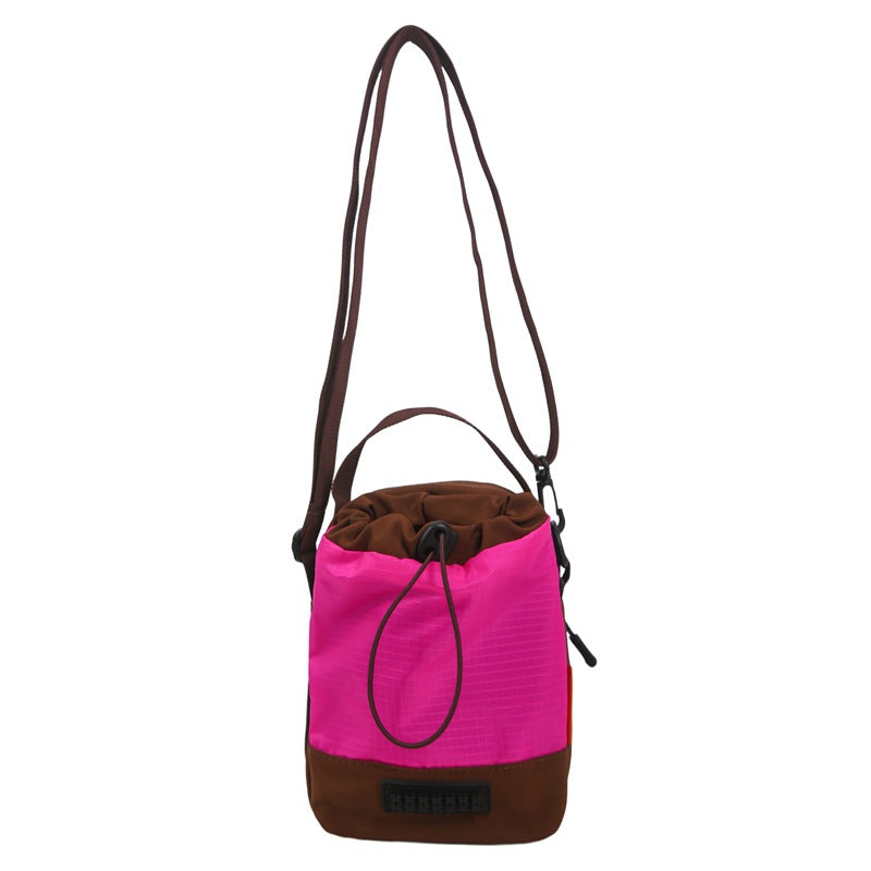 Foreign trade leisure shoulder bag Unisex color matching drawstring bucket bag Anti-splashing double compartment Lightweight portable messenger bag