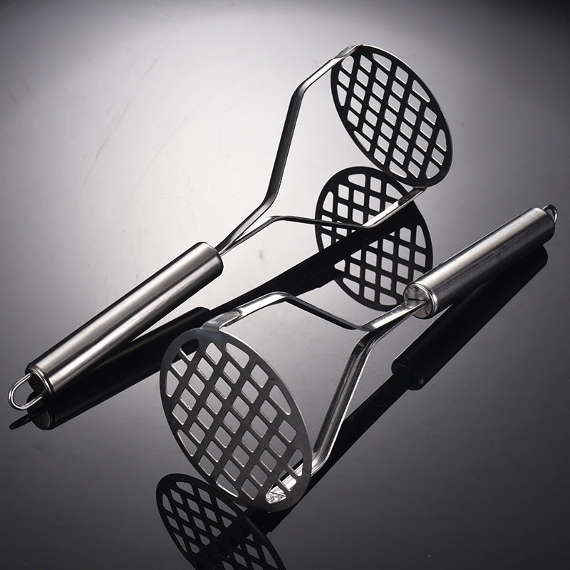 Stainless steel manual grid potato masher - hanging design - perfect for mashed potatoes, sweet potatoes, and baby food - kitchen gadget