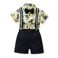 European and american cross-border new children's short-sleeve shirt printed boy's outfit cartoon dinosaur overalls gentleman's first birthday dress