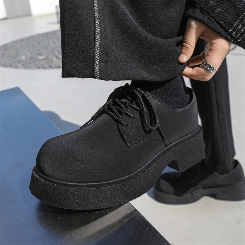 Men's leather shoes: new spring collection - parisian-inspired, niche retro derby style, high street british, chunky sole, casual, fashionable, and trendy oxfords