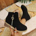 plus size side zipper short boots for women autumn winternew arrival round toe british style thick heel heart metal buckle boots
