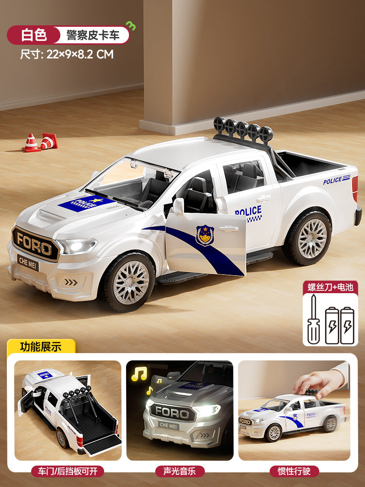 Kids' large police car, security pickup truck, swat rescue vehicle - sound & light musical toy car, realistic model