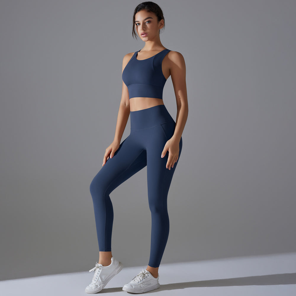 New arrivalpure color free underwear fixed cup beautiful back sports yoga suit tight high elastic fitness antibacterial yoga clothes