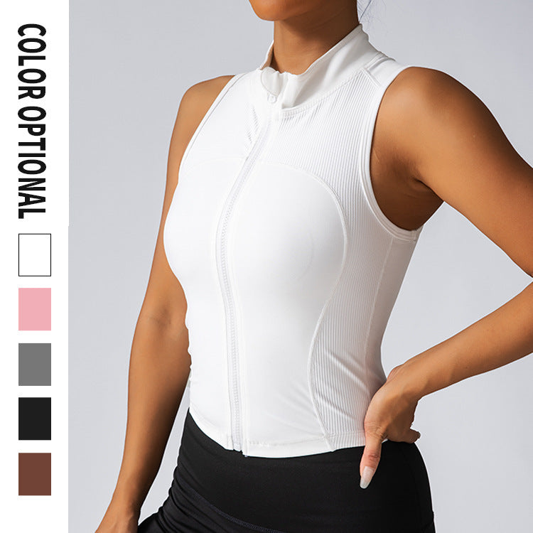Lulu-inspired yoga tank top: seamless, high-end, zippered sleeveless vest for women - perfect for workout, fitness, and concealing underarm fat